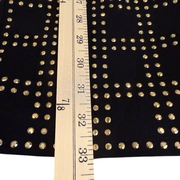 Trina Turk Blake Dress Gold Studded Black Crepe Mini Sheath Sleeveless Size 2 - Picture 14 of 15